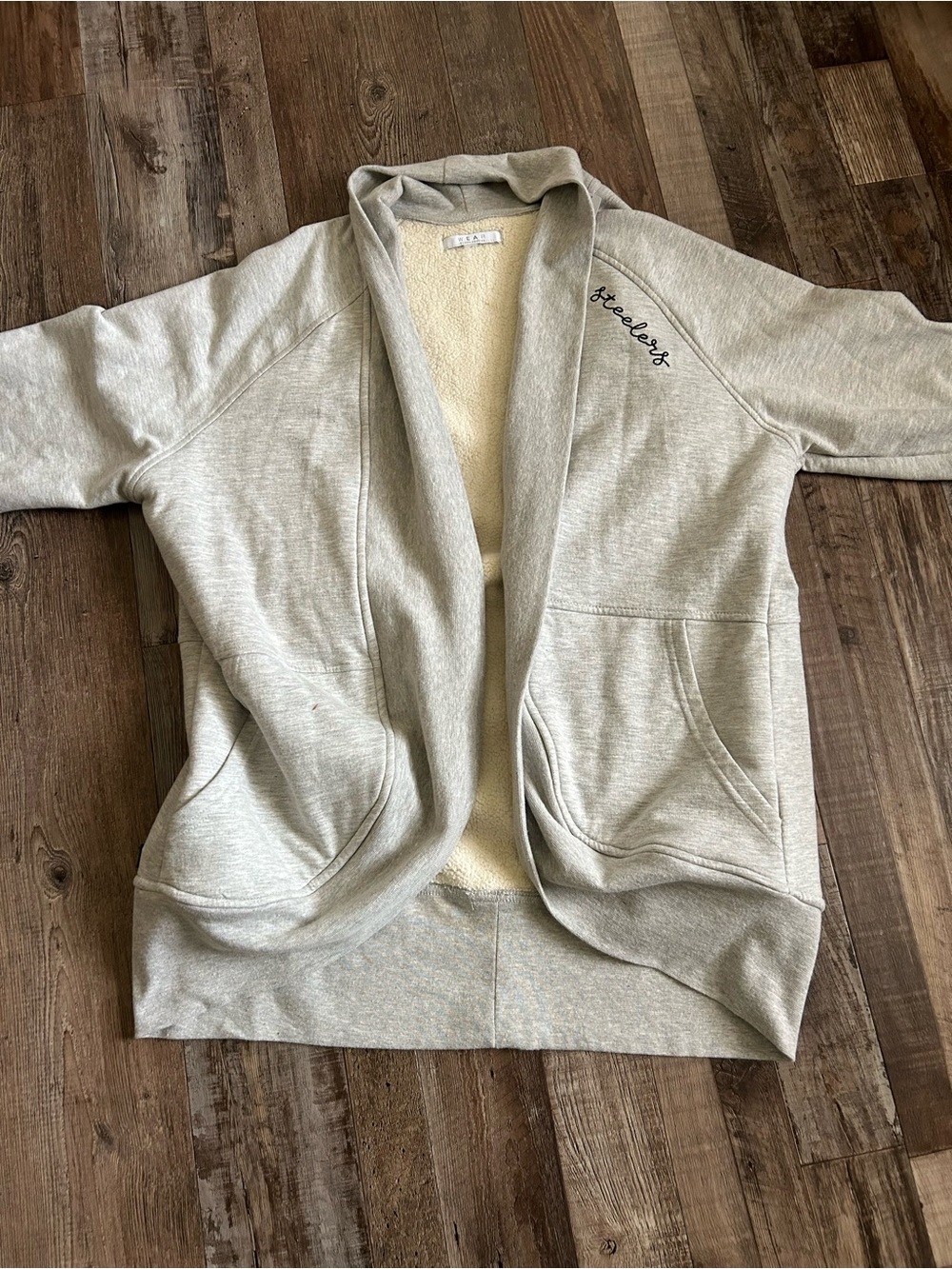 Women's Shawl-Collar Teddy-Lined Jacket in Light Gray - Unbranded